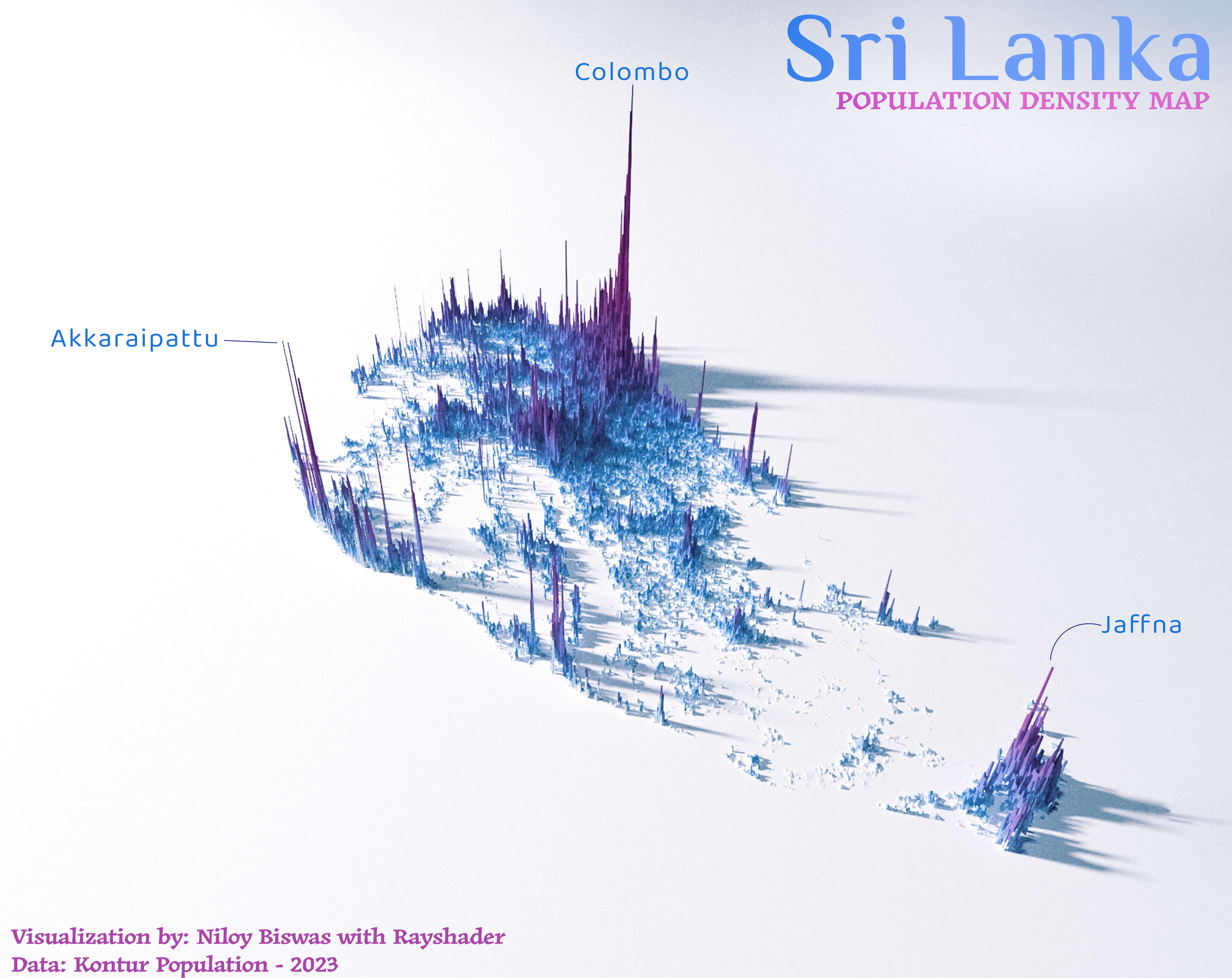 Sri Lanka population density map